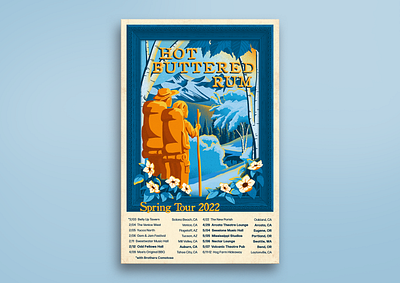 Hot Buttered Rum Spring '22 Tour Poster ad mat band merch bluegrass colorado design gig poster graphic design illustration illustrator jam band live music photshop poster poster art procreate retro tour poster vintage