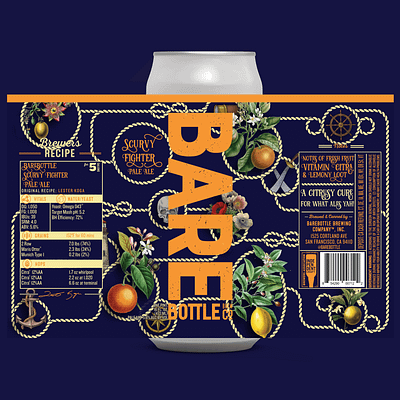 Vintage Inspired Beer Label Design beer art blue botanical branding citrus craft beer design graphic design illustration label logo maritime package package design photoshop pirate rope vector