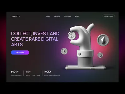 LUNANFT Marketplace 2022 branding btc crypto dark figma landing market nft ui uiux wallet webapp white
