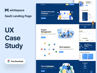 Whitepace - SaaS Website Landing Page agency landing page cause study design free figma template free landing page free template freebie homepage landing page responsive design responsive landing page saas saas landing page saas website ui ux web web design website design