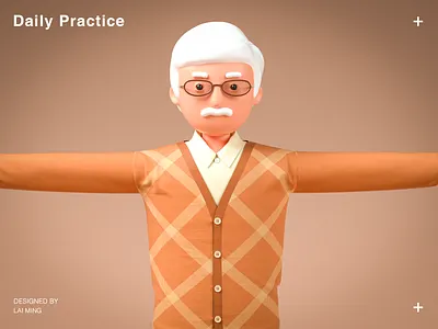 GRANDPA 3d beard c4d cinema 4d coffee elder grandpa knitted jacket man md old old man polo shirt shirt shoes the elderly trousers white hair yellow zbrush