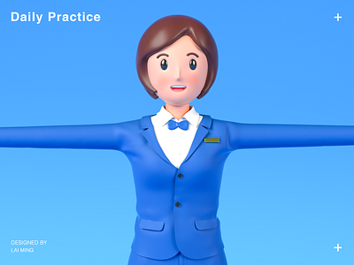 MANAGER 3d 3d girl blue c4d c4d girl cinema 4d design female female sex gui hairstyle illustration manager shirt smile suit three views uniform work card