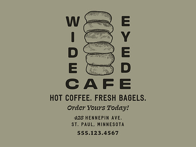 Good Guys Project 004: Wide Eyed Cafe bagel brand branding cafe coffee design graphic design illustration procreate restaurant typography vector