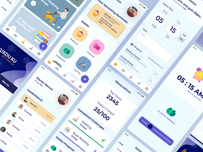 Kukdu Ku Alarm App alarm app analytic app case study clock app dashboard home ios kukdu ku app leader board mobile app mobile ui sandeep mandloi splash ux design