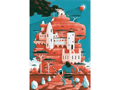 Trailblazer 🔥 adobe brush brushwork buildings fire grain huntsman illustration illustrator moutain muti photoshop redblue smoke texture trail trees vector