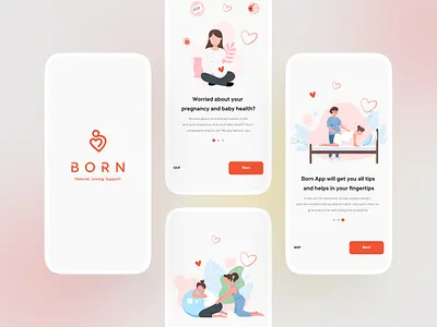 Born || Pregnancy Care App application design born born app care case study clean ui design illustration ios ios app mobile mobile app popular mobile app pregnacny pregnancy care app product product design ui ux wealth care