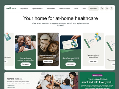 Welldone - Home Healthcare Website care consulting daily health diet digeastive health digita healthcare general health green white health healthcare home based services hormone health illustration landing page medical nursing routine sleek design wellness womens health