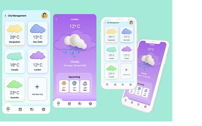 Weather App UI Design app design graphic design illustration ui ux