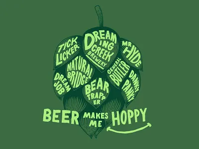 Beer Makes Me Hoppy beer brewery hops illustration ipa tshirts
