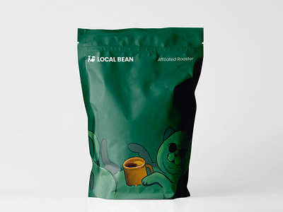 Local Bean Bag Mockup art bag beans branding character coffee design graphic green illustration lifequest local bean visual identity