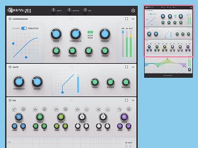 FX Rack v.2 ableton audio compressor daw design eq fx rack gate logic pro music music production reaper sketchapp sound design ui vst vst gui vst plugin