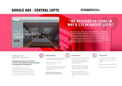 CENTRAL LOFTS | GOOGLE ADS CASE STUDY advertising b2b branding conversion rate optimisation cro design google ads landing page landing page design marketing paid advertising paid marketing pay per click ppc ppc landing page search engine marketing smb