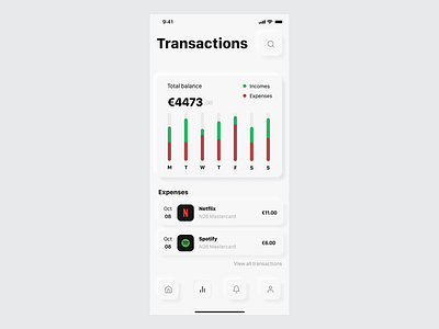 Transactions UI - Neumorphism app app design concept experience finacial finance fintech mobile neumorphism uidesign