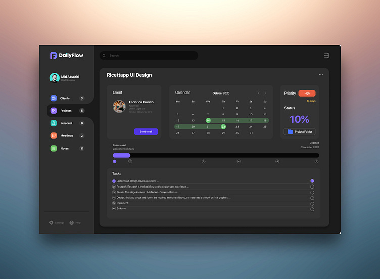 Project management app UI design by Miti Abulaiti on Dribbble