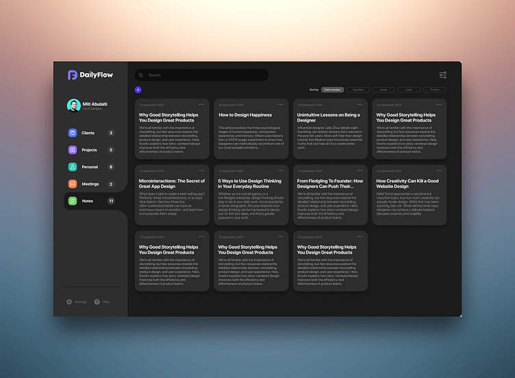 Project management app UI design by Miti Abulaiti on Dribbble