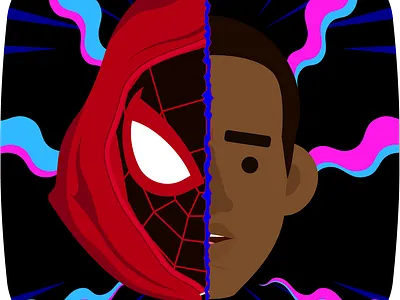 Miles! black branding design icon illustration logo miles morales red spider spiderman web