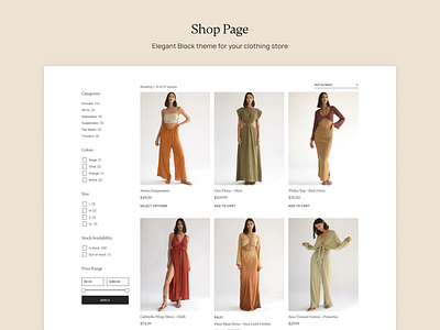 Shop page for Wardrobe eCommerce Store theme clothing store collections ecommerce filters minimal minimal store page shop shop page design women clothing