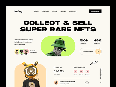 NFT Marketplace Website blockchain crypto cryptocurrency dao platform home page landing metaverse nft nft app nft marketplace nft web uidesign uiux uxdesign web 3.0 web design web page web site web3 website