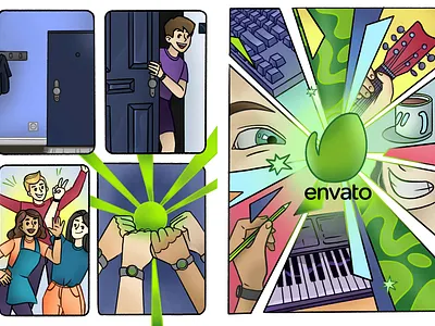 Animated Comic "Creative team" 4\4 animation comic history illustrations koshutrina merkulove procreate