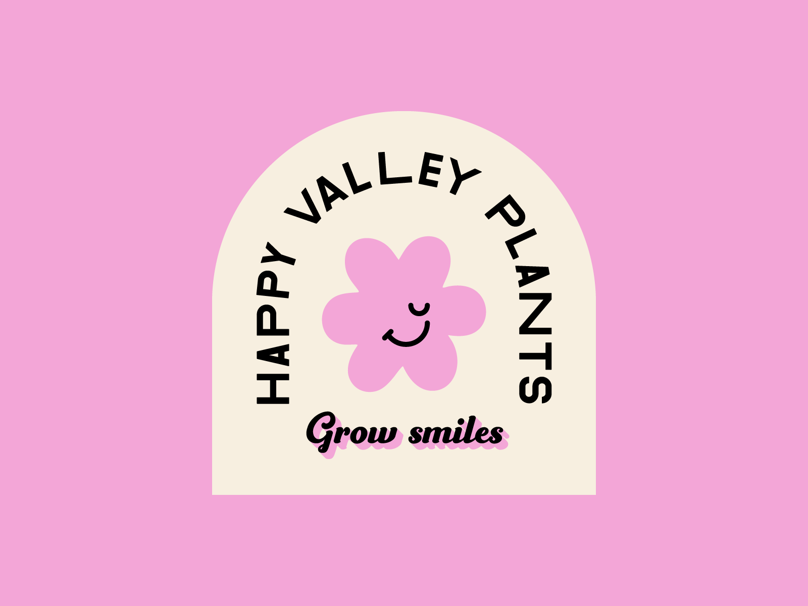 Happy Valley Plants branding cute dynamic flat flower fruit fun illustration leaf logo mascot millenial. minimal minimalist nature plant simple smile vector