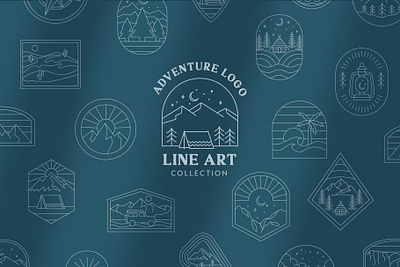 Outdoor Line Art Badges - 2022 adventure alaska badges branding clean graphic design line art line art branding line logo logo logo badges outdoor outdoorsy pnw vectors