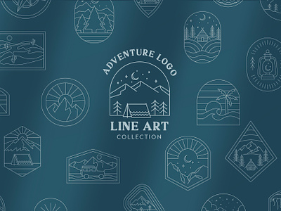 Outdoor Line Art Badges - 2022 adventure alaska badges branding clean graphic design line art line art branding line logo logo logo badges outdoor outdoorsy pnw vectors