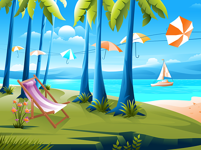 Summer Beach Illustration illustration web