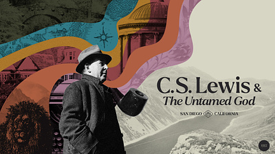 C. S. Lewis & The Untamed God branding christian collage conferecne cs lewis design god graphic design illustration photo collage psychedelic shapes texture theology typography warpy