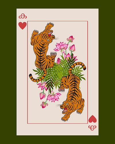 Malayalam Playing Card Tiger canva collage digital art graphic design illsutration vector