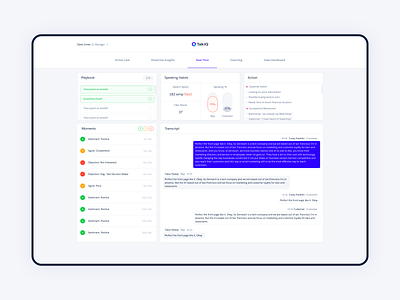 TalkIQ ai calls dashboard llm ui ux visual design web application