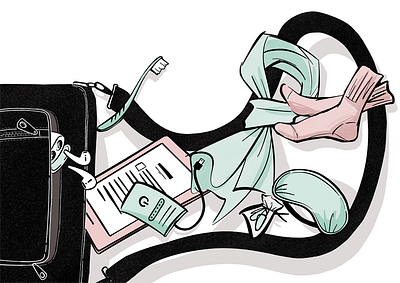 Carry On Items for Tourlane color creative design digital illustration drawing editorial editorial illustration illustration illustrator illustrator art photoshop print design procreate tourlane