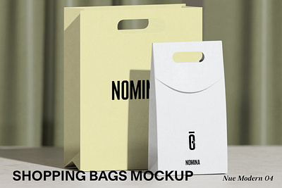 NMC - 04 Shopping bags mockup clean interior design label minimalist mockup modern neutral packaging design packaging mockup shopping bag mockup