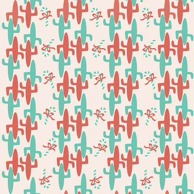 Mid-Century Christmas Cactus Pattern cactus christmas desert holidays midcentury modern pattern repeat seamless surface pattern design