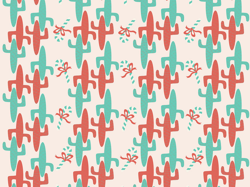 Mid-Century Christmas Cactus Pattern cactus christmas desert holidays midcentury modern pattern repeat seamless surface pattern design