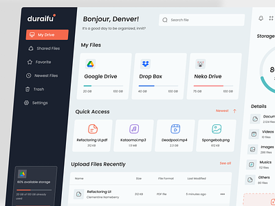 duraifu - Cloud Storage Dashboard clean design cloud app cloud dashboard cloud management cloud storage cloud storage website dashboard management dashboar minimalist design storage storage app storage dashboard ui dashboad ui design uiux web web app web application web design website