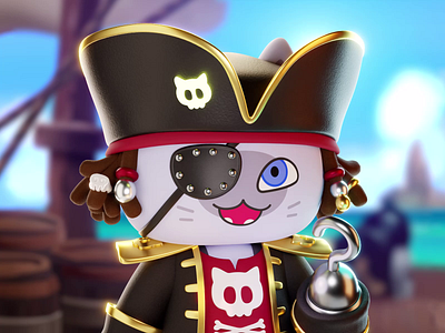 MeeCat NFT Capt. Shipwreck 3d character game layerlab meecat metaverse nft opensea