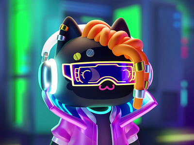 MeeCat NFT Neonrush 3d cat character game layerlab meecat metaverse nft opensea