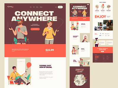 Connected Homepage character design homepage illustration landing page