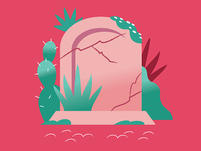 Fright-Fall: Day 14 (Tombstone) cactus cemetery digital fright fall illustration overgrown tombstone vector