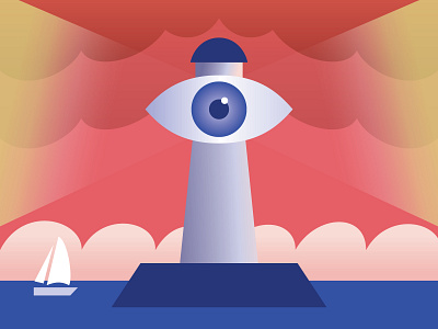 Fright-Fall: Day 16 (Cyclops) cyclops digital eye eyesight fright fall illustration lighthouse ocean sailing sight vector