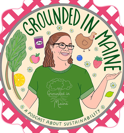 Grounded In Maine bold branding cover art design graphic design illustration jam jam jar labeling logo pen picnic podcast procreate spotify sustainability