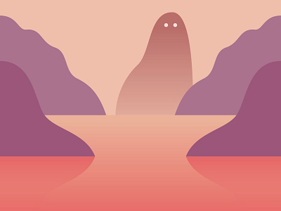 Fright-Fall: Day 19 (Monster) creature digital fright fall hills illustration landscape monster mountains ocean vector water