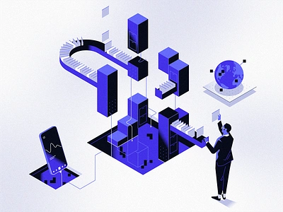 Database - Illustration analytics characters cloud data database design diagram illustration isometric people technology