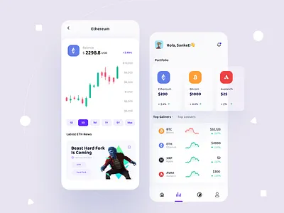 Crypto App Ui app ui blockchain blockchain app clean crypto crypto app crypto trading indian design studio indian designer indianpix minimal sanket trading app design trading app ui