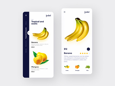 Fruitest Fruit shopping App app application design banana cart design figma fruit logo mango mobile online orange order theam ui ui design ux value white yellow