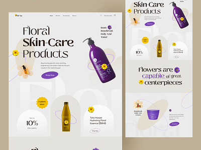 Skin Care Products Landing beauty cosmetics cosmetology design haircare heir makeup ofspace packaging product salon skin skincare store ui vector web wellness