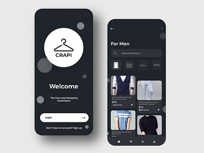 Crapi Mens Clothing App app category cloth clothing app collection design ecommerce fashion fashion app figma logo mobile outfit screen shopping app splash screen store style ui wear