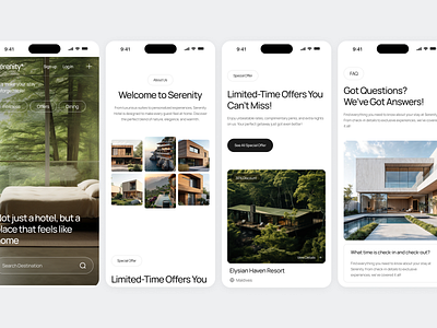 Serenity - Hotel Booking Responsive adventure app booking booking app destination holiday hotel mobile mobile app mobile design property resort travel travel agency travel app traveling ui ux vacation villa