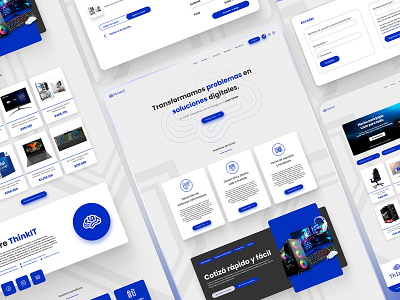 ThinkIT Tech E-commerce blue branding design illustration landing landing page ui ux website white