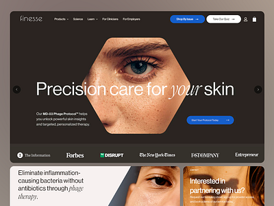 finesse - skincare website homepage beauty platform beauty products cosmetics website cosmetogy creme dark themed design ecommerce homepage makeup mask organic skincare product sass skin skincare treatment ui website website design